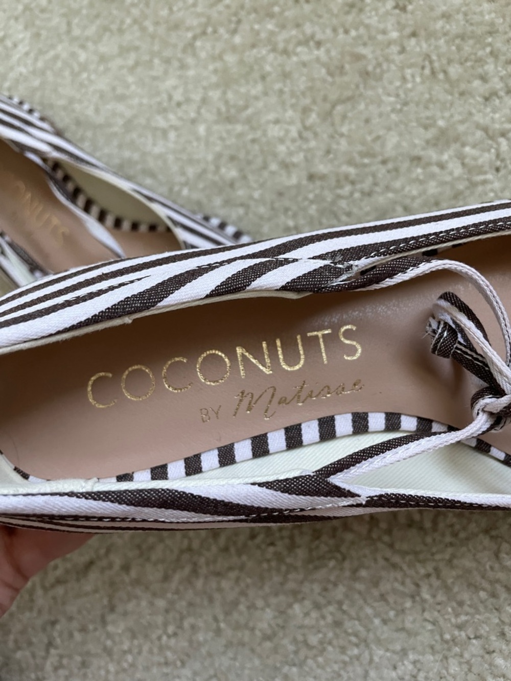 Coconuts by Matisse Brown & White Striped Bow Ballet Flats - Picture 2 of 4